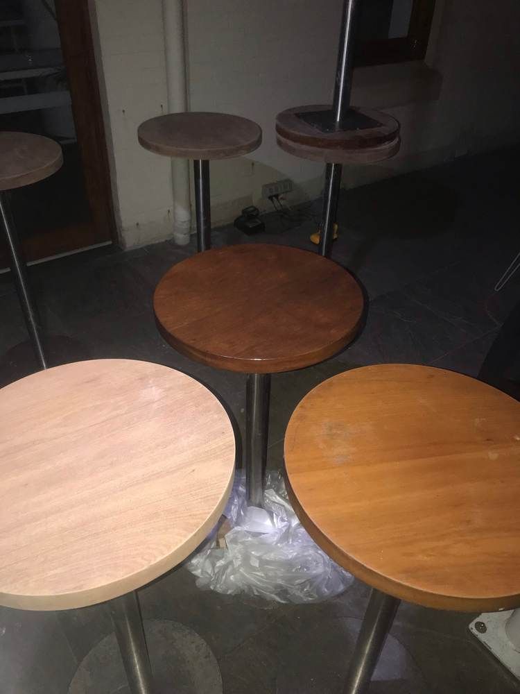 Outdoor bar table restoration: Before: stripped to bare timber