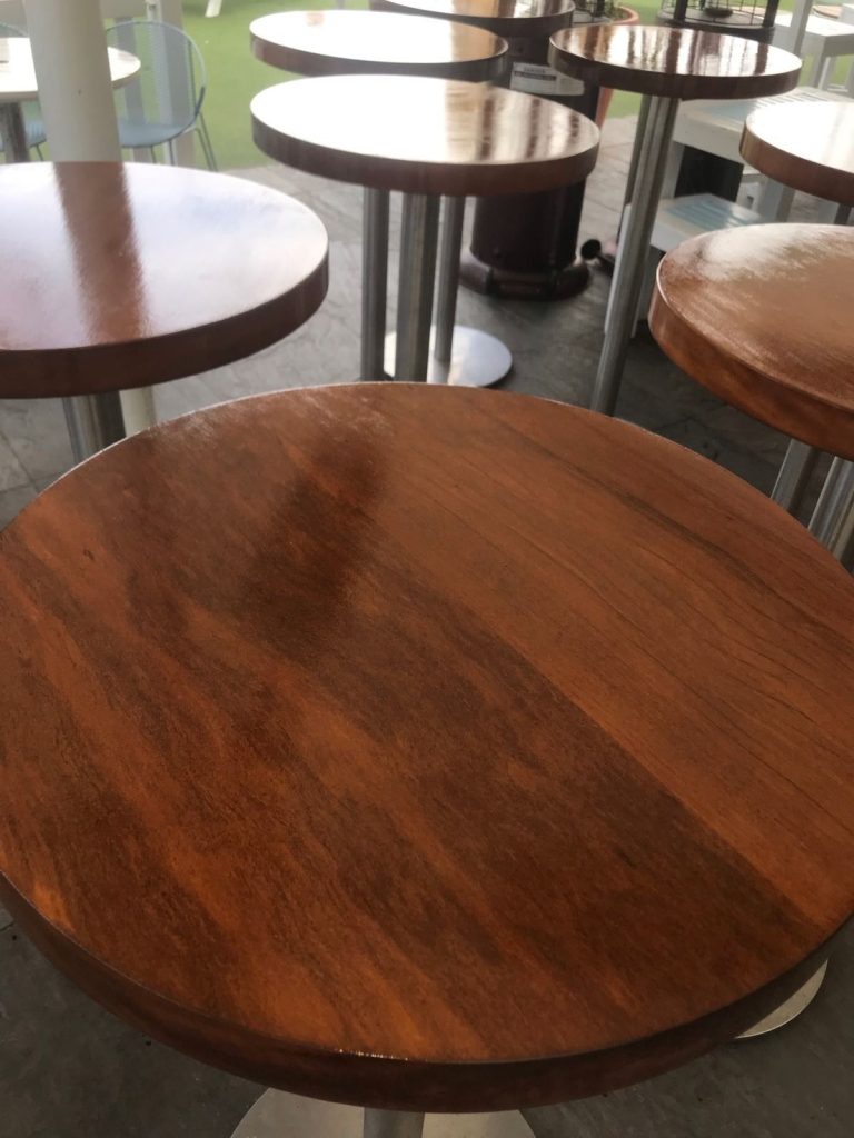 Outdoor bar table restoration