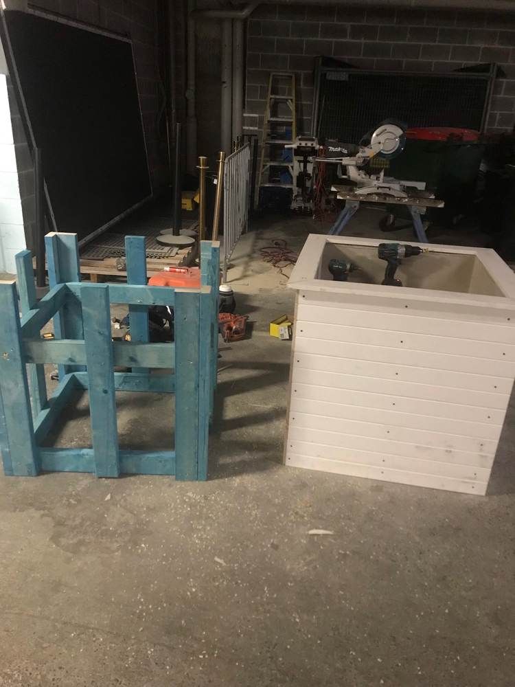 Mobile planter boxes: Cladding: first box clad