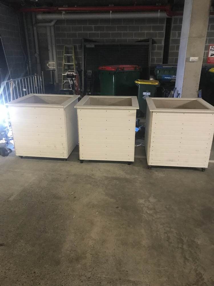 Mobile planter boxes: Set of three: clad