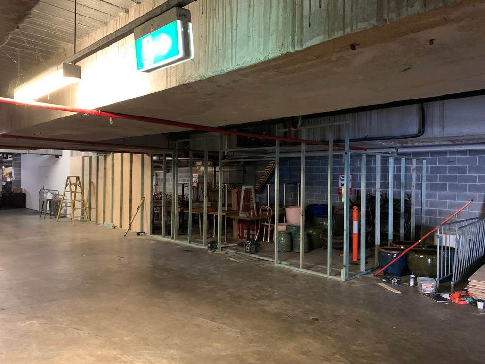 Secure storage lock-up: Frame: plate around services