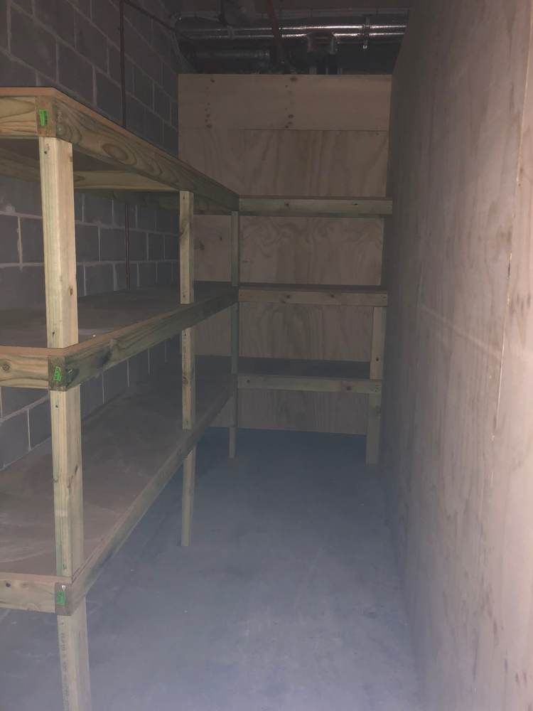 Secure storage lock-up: Fit-out: shelving